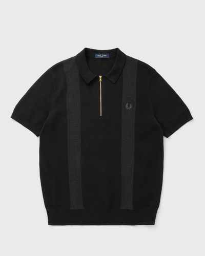 Fred Perry PANEL DETAIL KNITTED SHIRT, black