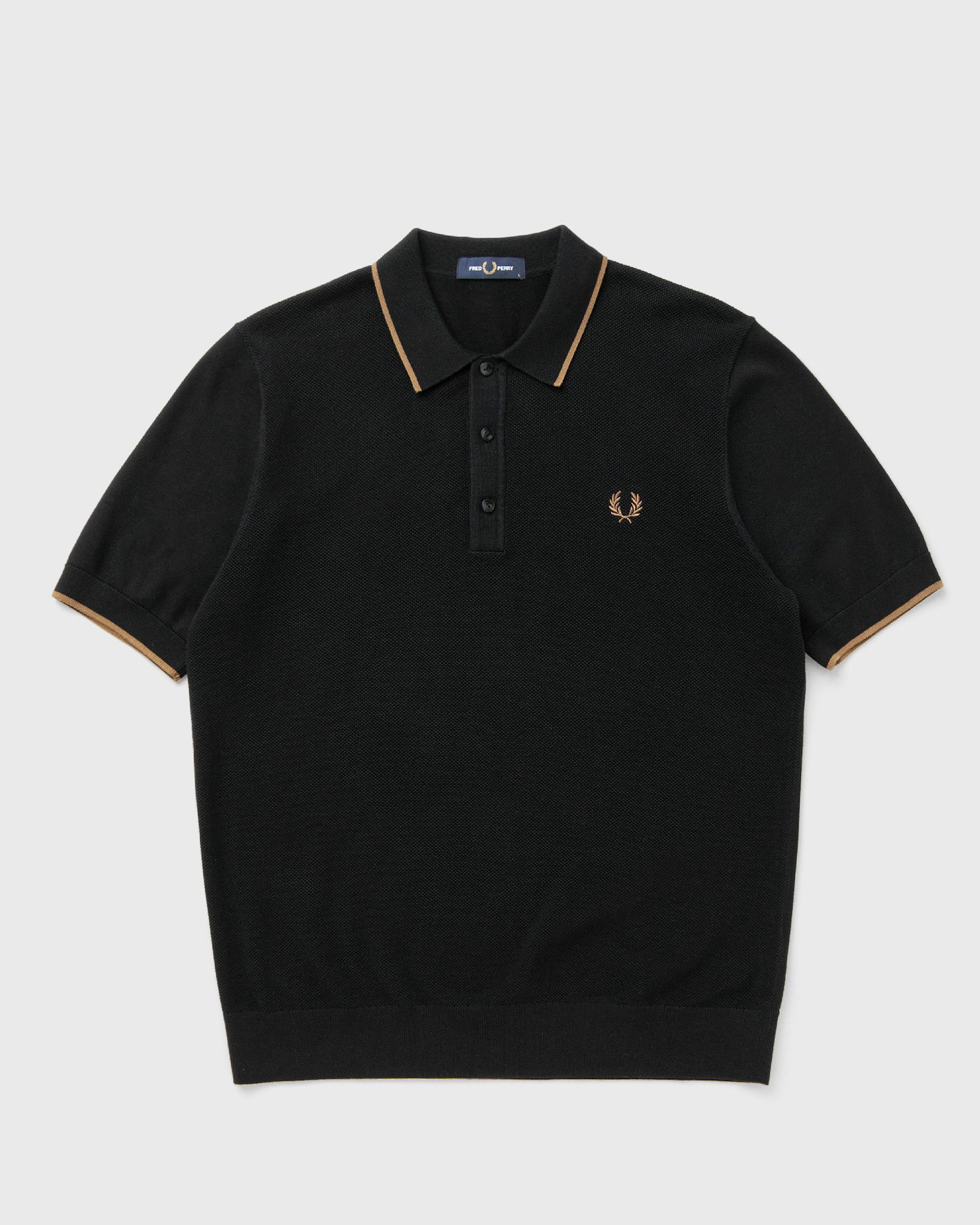 Fred Perry PIQUE STITCH KNITTED SHIRT, black