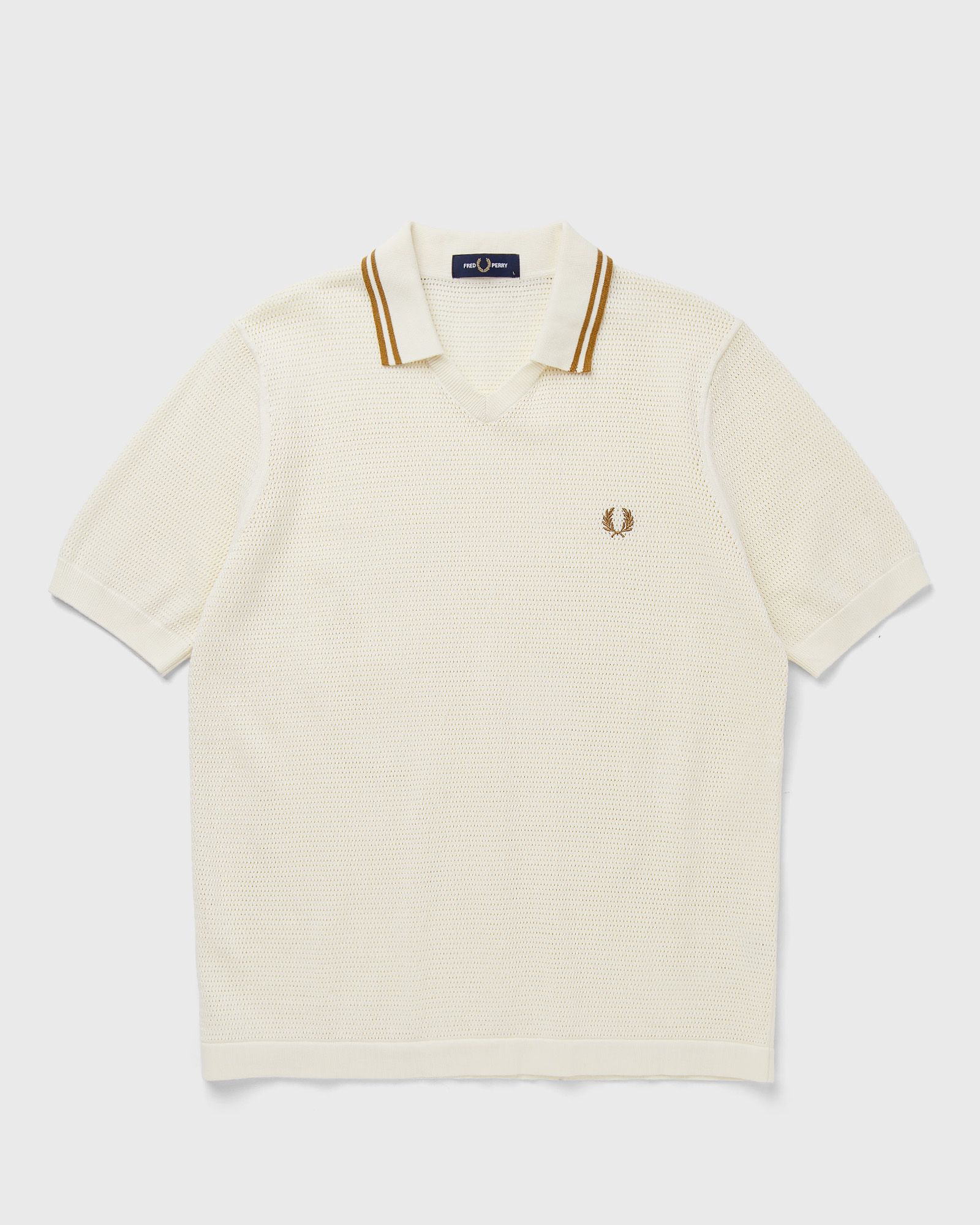 Fred Perry POINTELLE KNITTED SHIRT, white