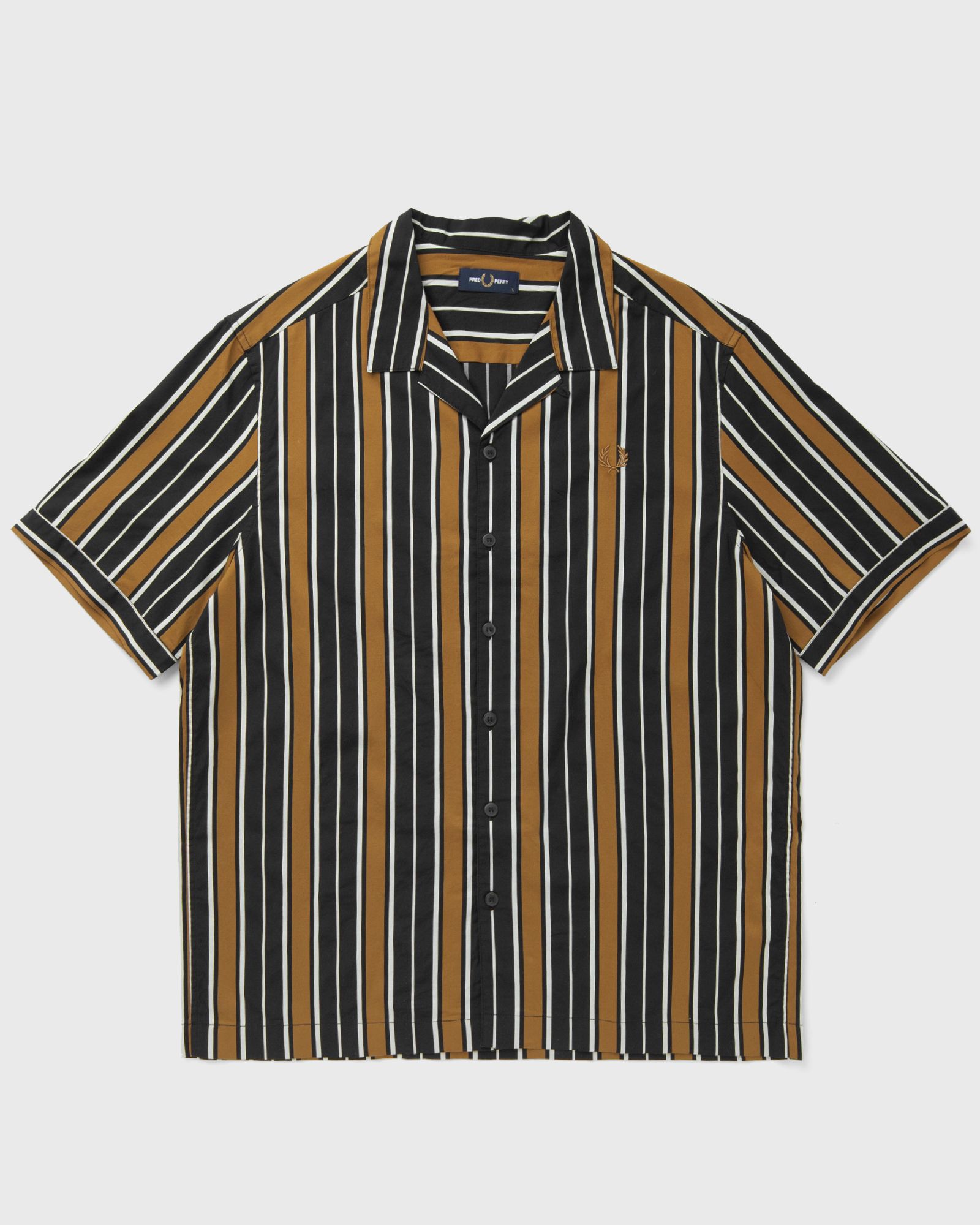 Fred Perry STRIPED REVERE COLLAR SHIRT, black|brown