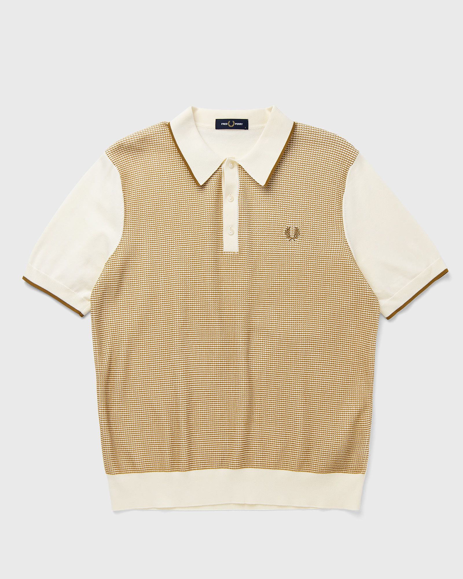 Fred Perry TONIC WAFFLE KNITTED SHIRT, white|beige