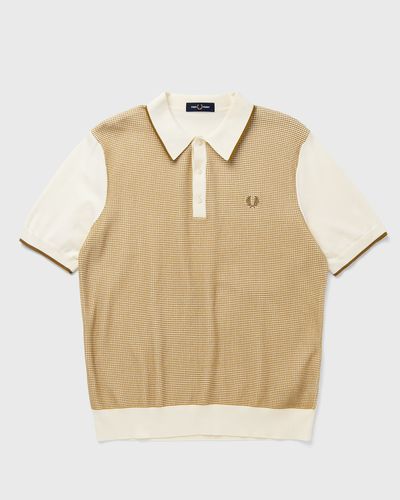 Fred Perry TONIC WAFFLE KNITTED SHIRT, white|beige