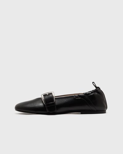Ganni Butterfly Strap Ballerina Crinkle Oleatex, black
