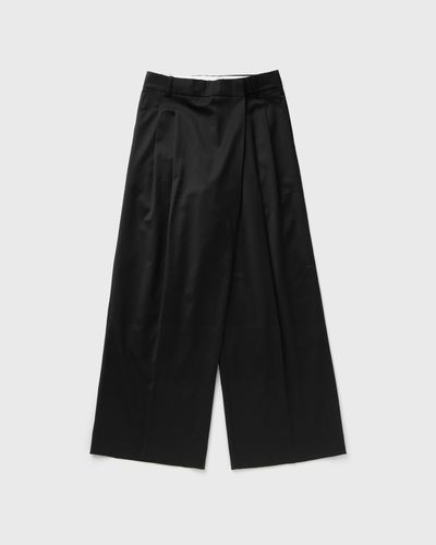 Ganni Calendered Wool Mid Waist Pants, black