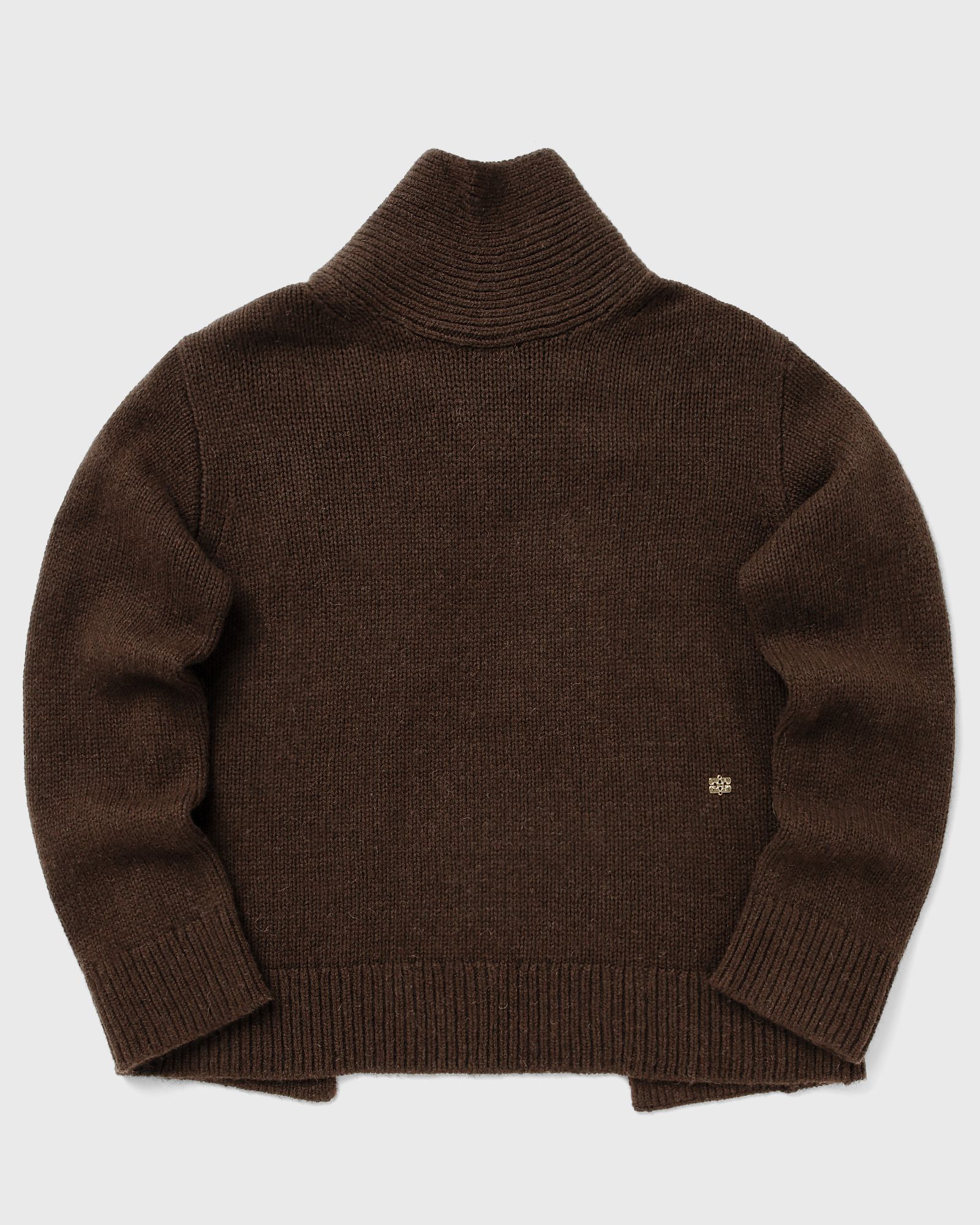 Ganni Chunky Yak Mix Open Back Pullover, brown