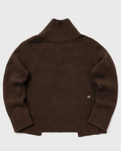 Ganni Chunky Yak Mix Open Back Pullover, brown