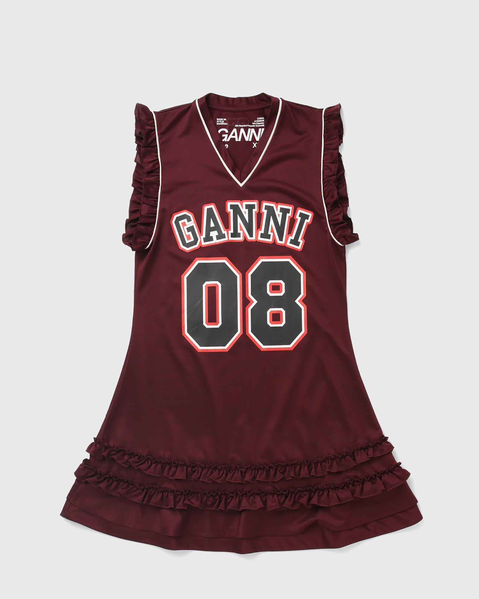 Ganni Cycora Mini Dress With Ruffles, blue