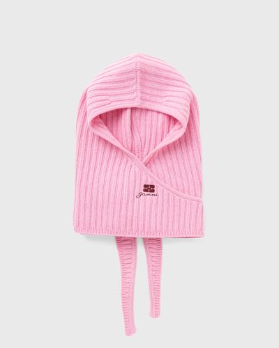 Ganni Future Wool Balaclava, pink