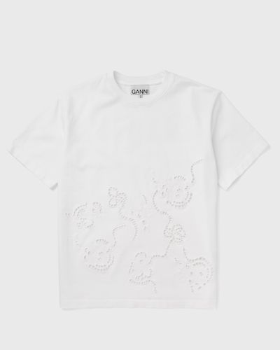 Ganni Heavy cotton Jersey Embroidery Anglais Solid, white