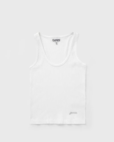 Ganni Heavy Rib Jersey Tank Top, beige