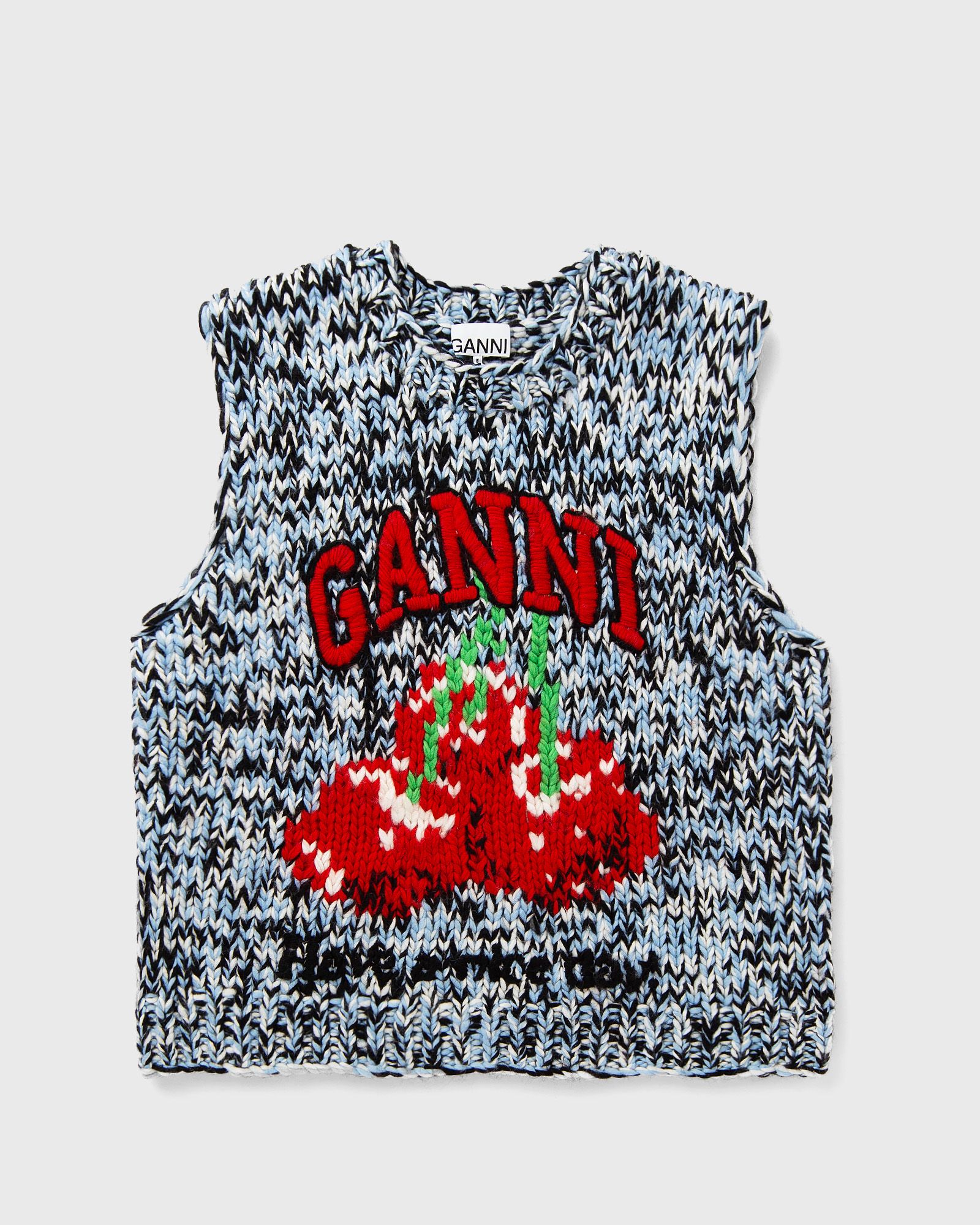 Ganni Heavy Wool Handknit Vest, blue
