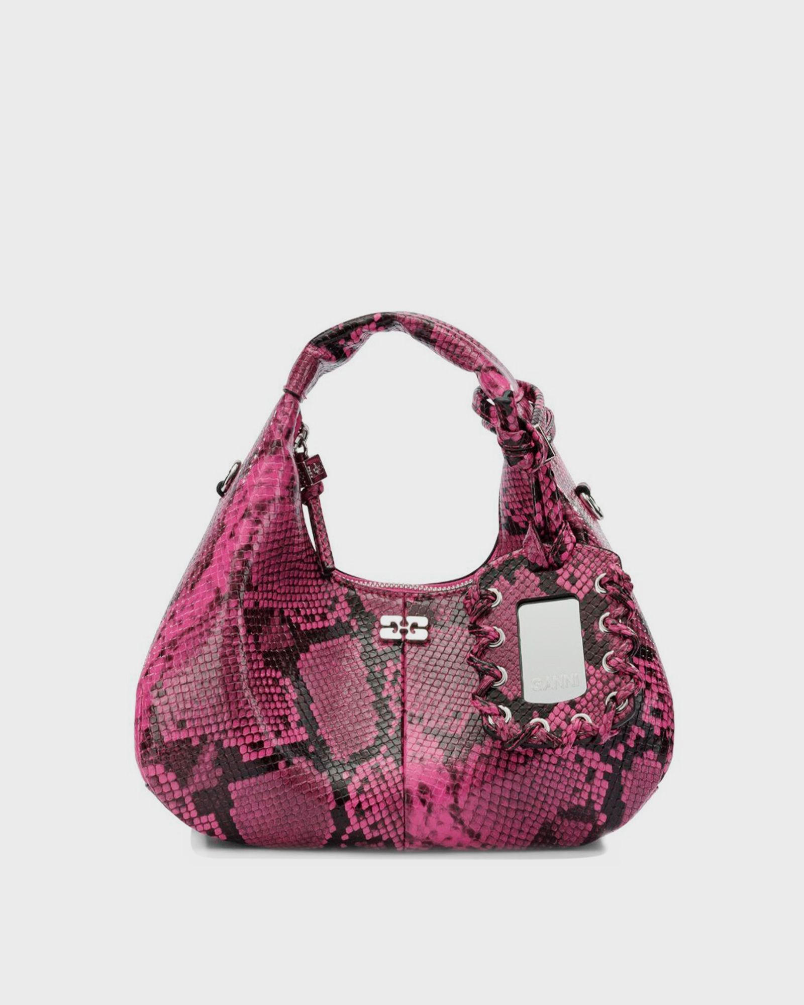 Ganni Hobo Mini Snake, pink