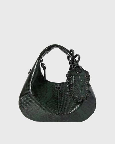 Ganni Hobo Mini Snake, black