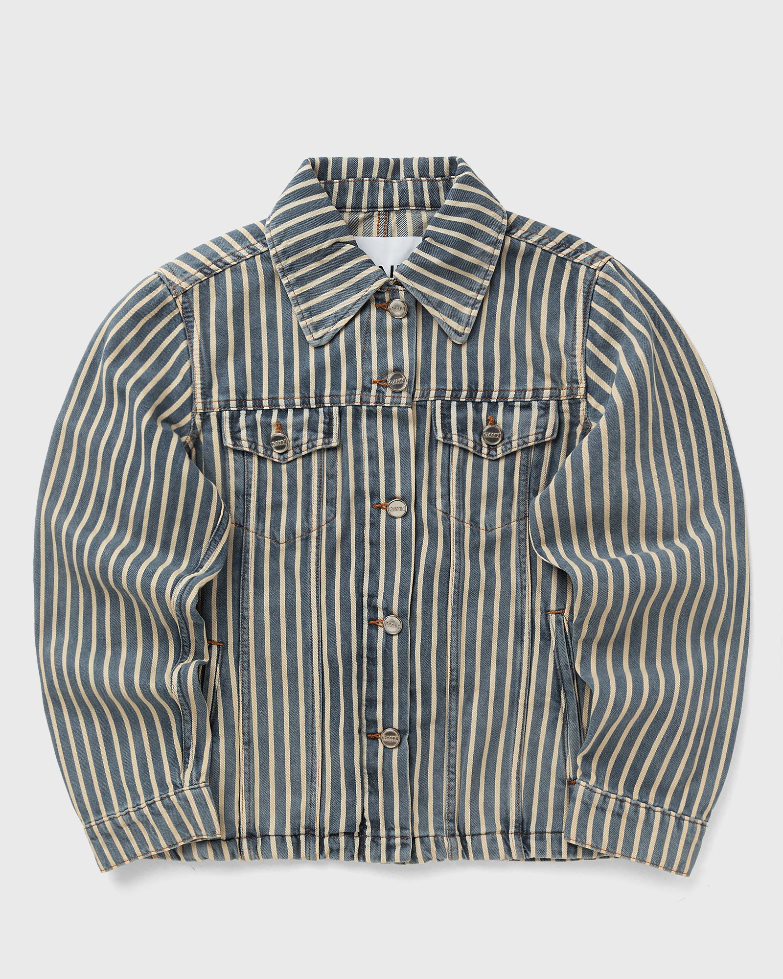 Ganni Light Stripe Denim Jacket, blue
