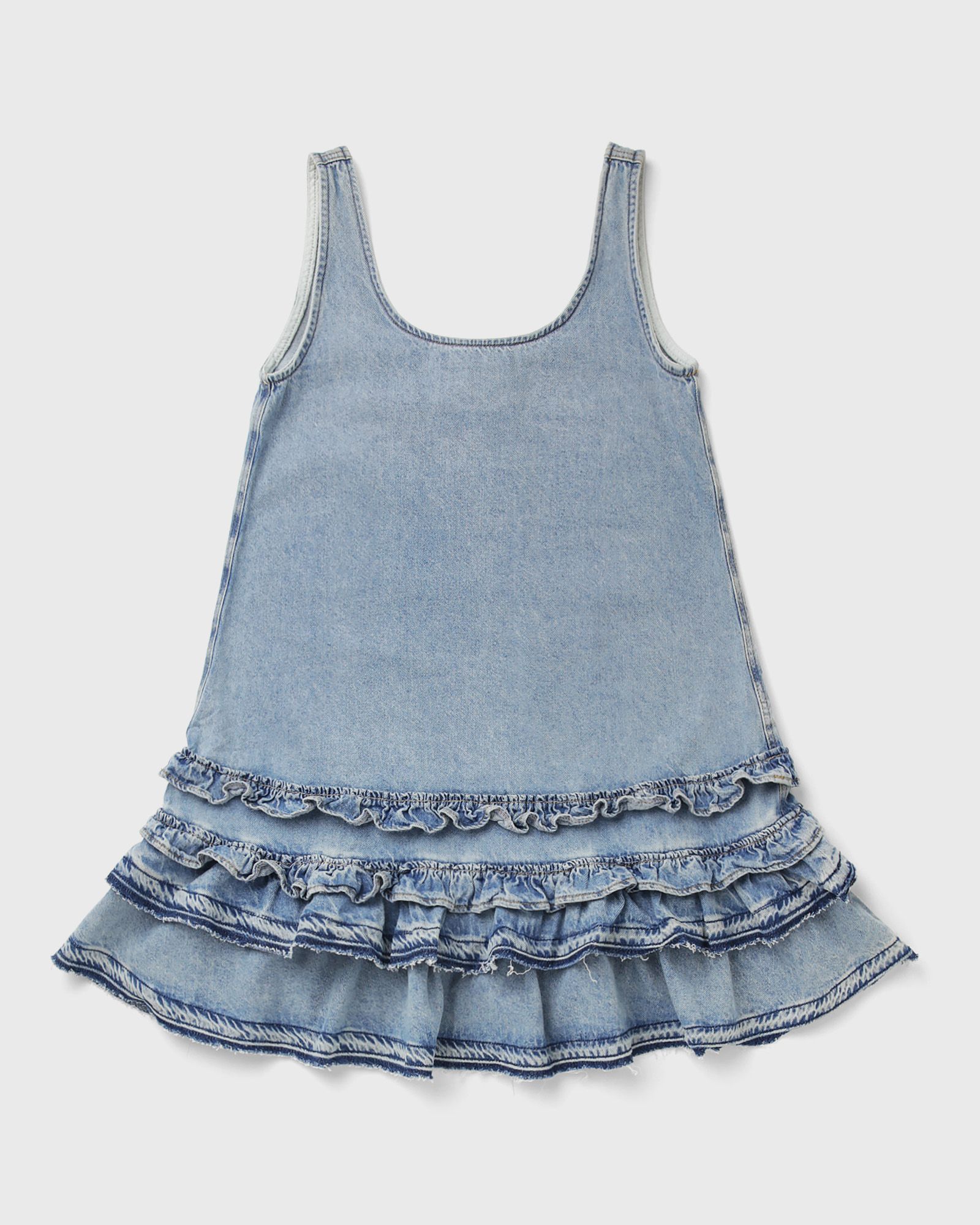 Ganni Lightweight Denim Frill Mini Dress, blue