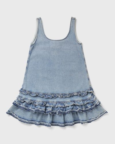 Ganni Lightweight Denim Frill Mini Dress, blue