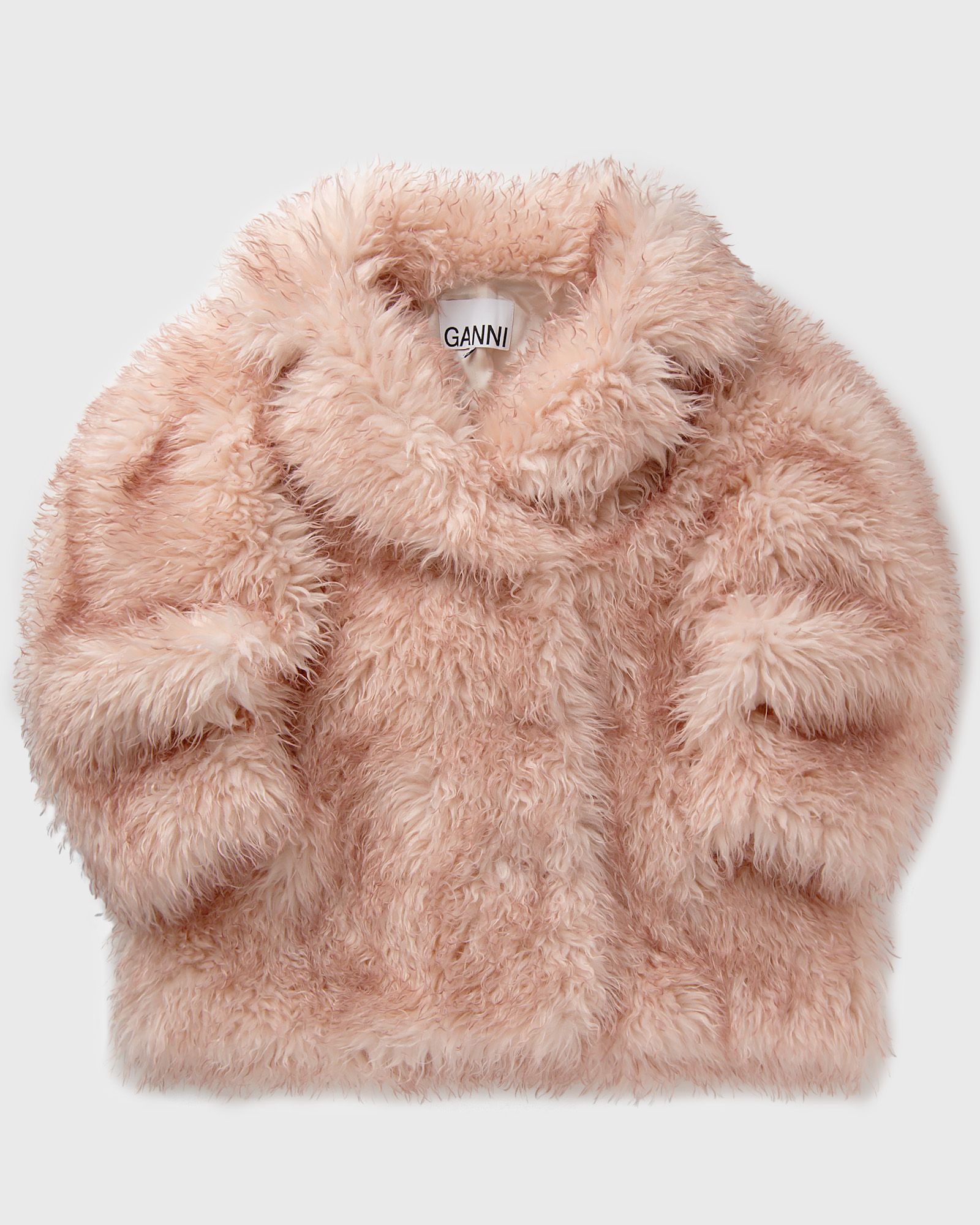 Ganni Long Pile Alternative Fur Midi Coat, pink