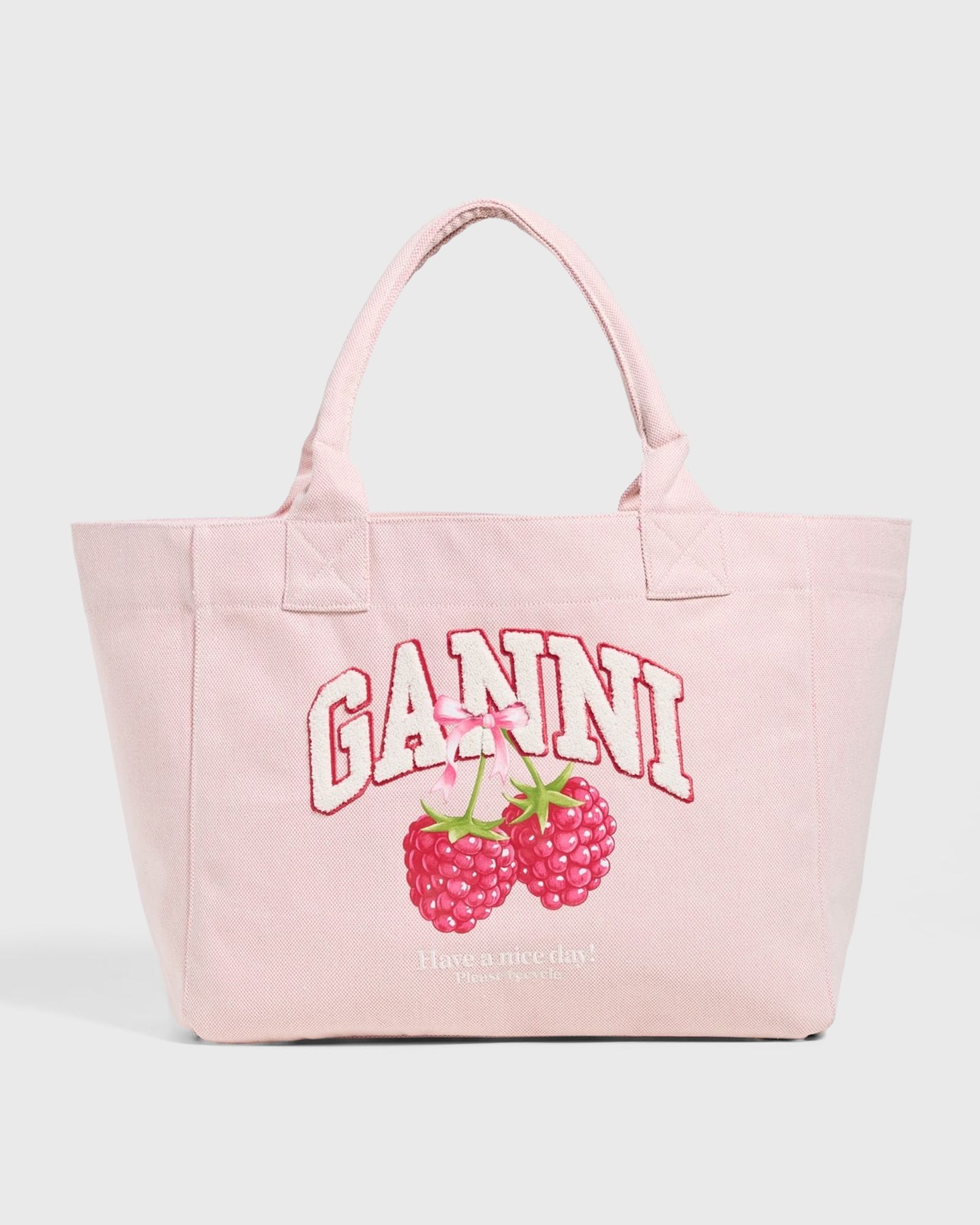 Ganni Medium Trapeze Shopper Raspberry Print, pink