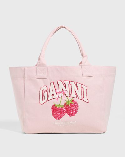 Ganni Medium Trapeze Shopper Raspberry Print, pink