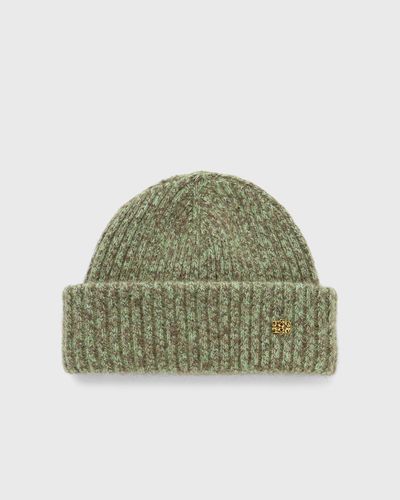 Ganni Melange Brushed Mohair Beanie, green
