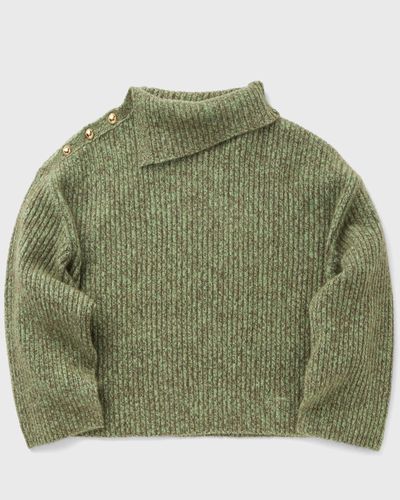 Ganni Melange Brushed Mohair Oversized Sweater, green