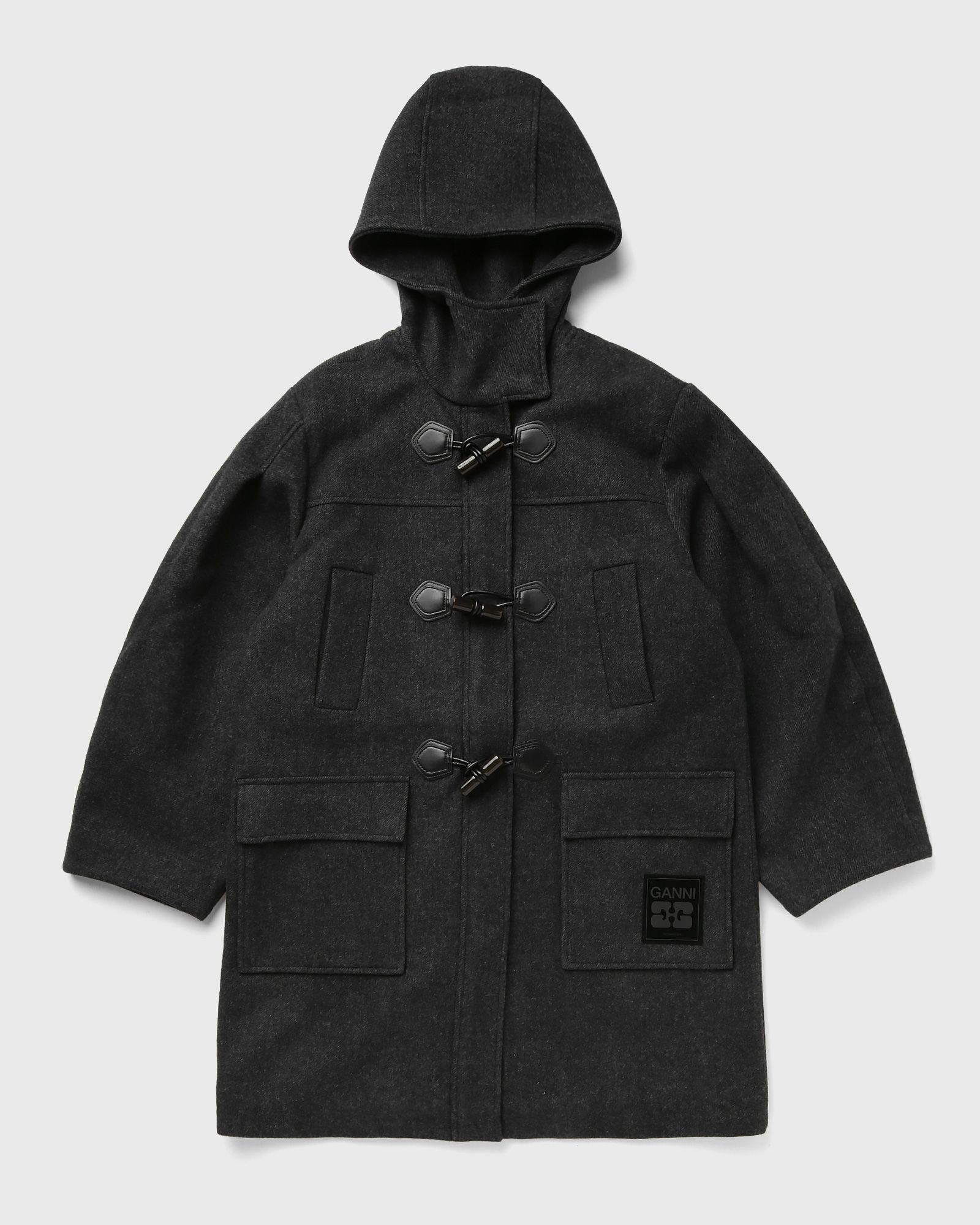 Ganni Peacoat Wool Duffle coat, black