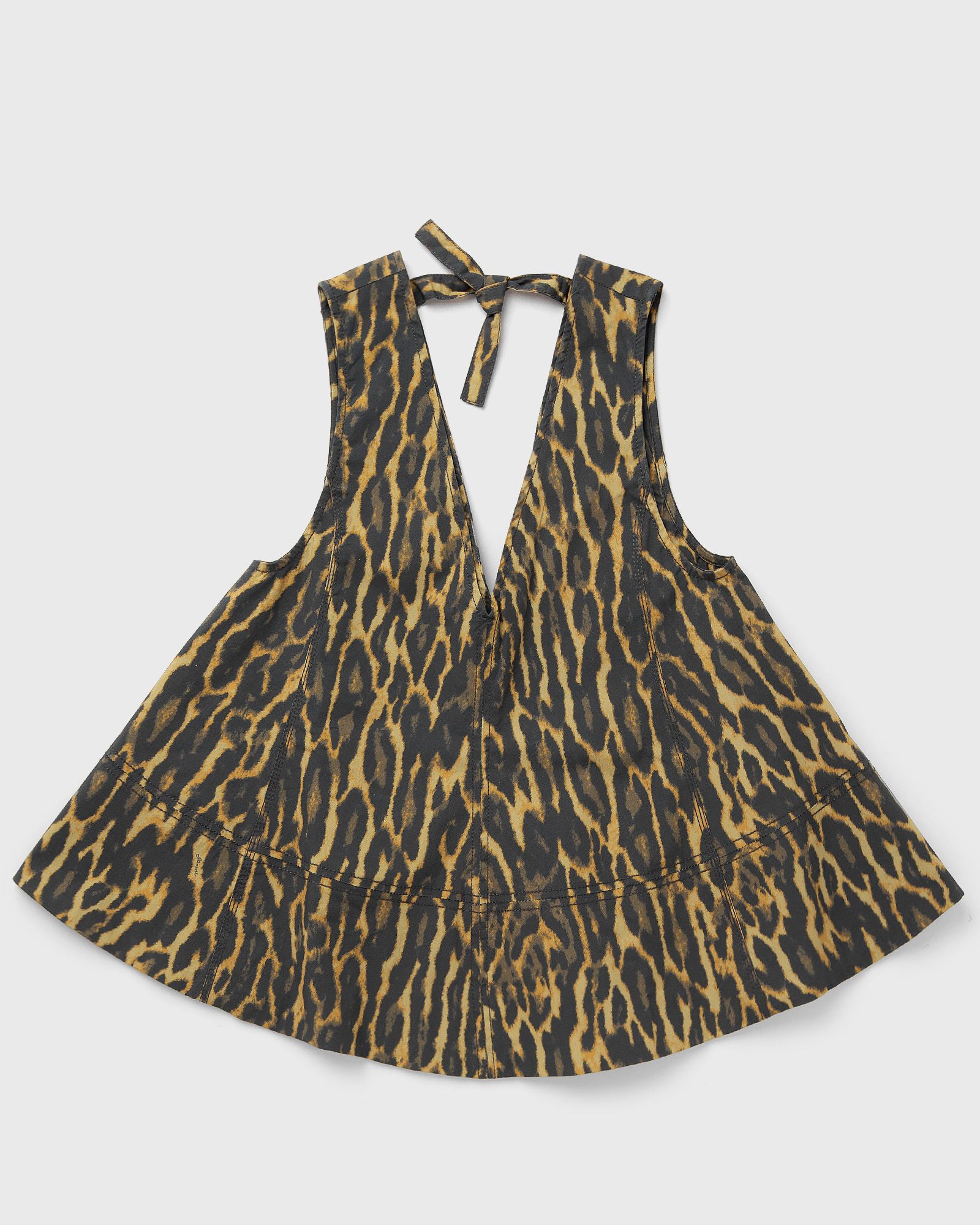 Ganni Printed Stretch Cotton A-line Top, black|brown