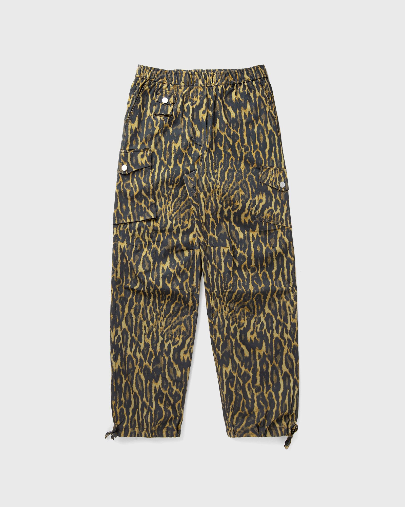 Ganni Printed Stretch Cotton Cargo Pants, black|beige