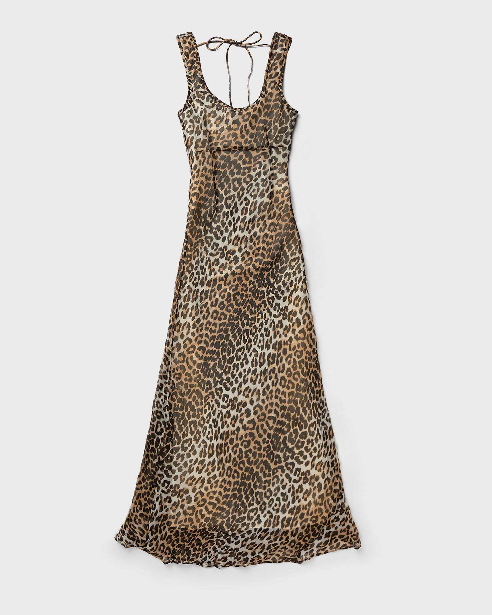 Ganni Printed Viscose Chiffon Maxi Dress, brown|beige