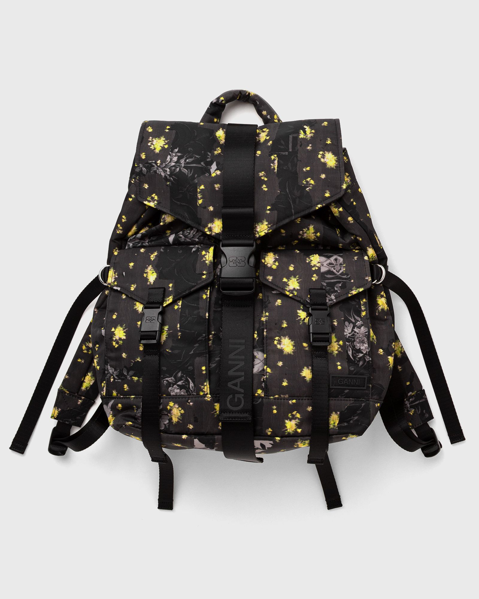 Ganni Re-Tech Printed Nylon Backpack, black
