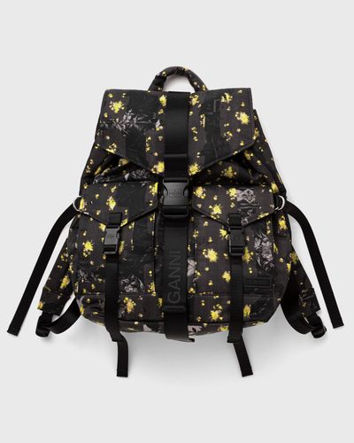 Ganni Re-Tech Printed Nylon Backpack, black
