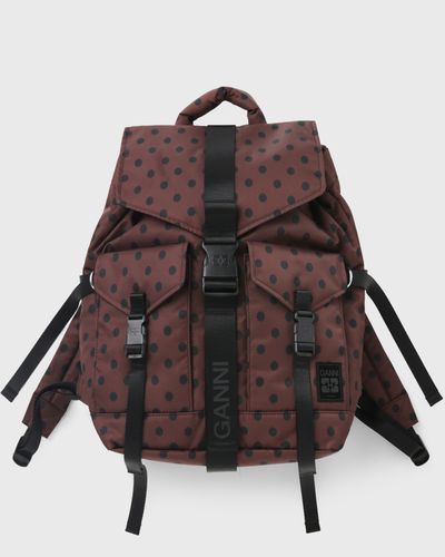 Ganni Re-Tech Printed Nylon Backpack, brown