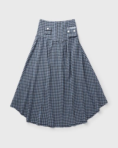 Ganni Seersucker Check Long Pocket Skirt, blue