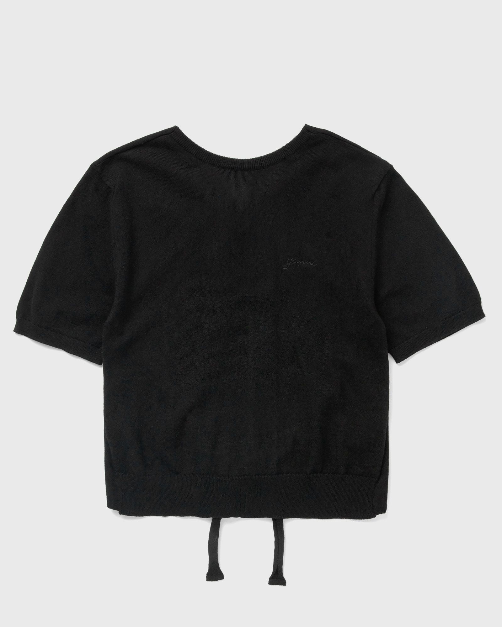 Ganni Sheer Cotton Back Tie Top, black