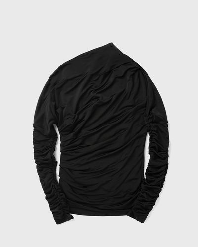 Ganni Shiny Jersey Ruched Top, black