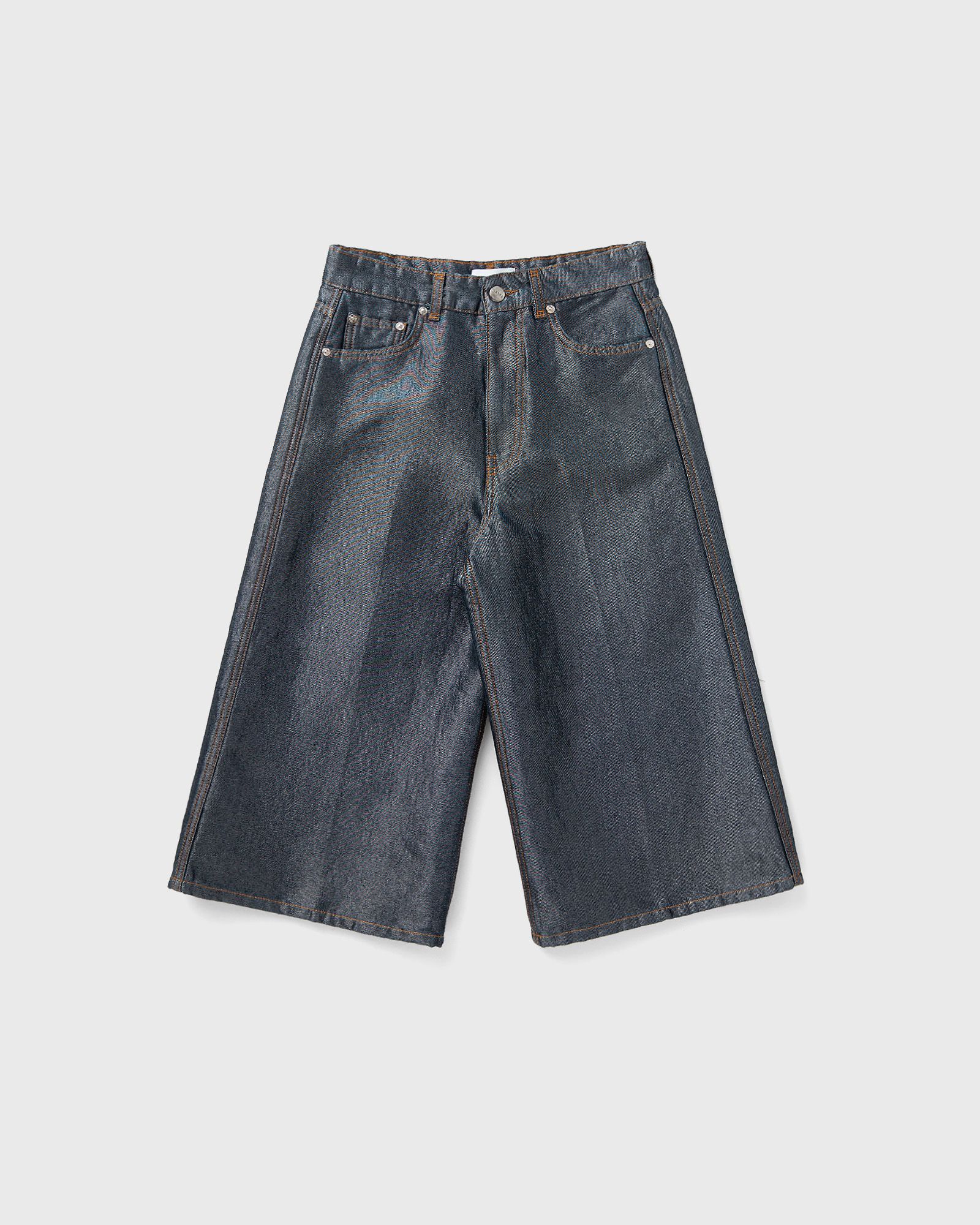 Ganni Shiny Weft Denim Shorts, blue