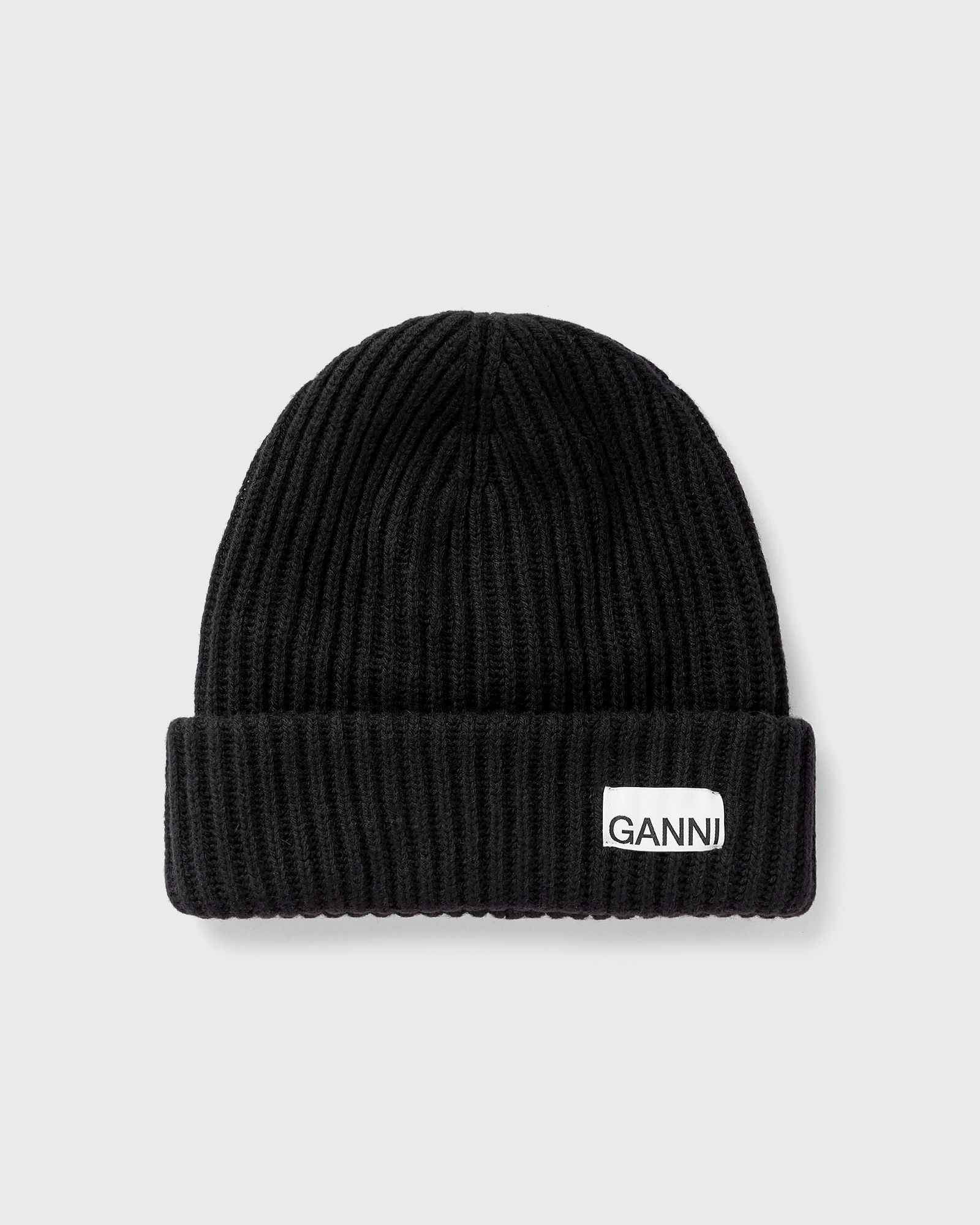 Ganni Structured Rib Beanie, black
