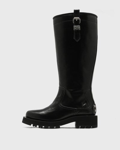 Ganni Studs High Boot Crinkle Oleatex, black