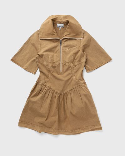 Ganni Washed Stretch Cotton Mini Dress, brown