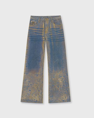 KidSuper Studios Face floral Flocked Denim Jean, brown