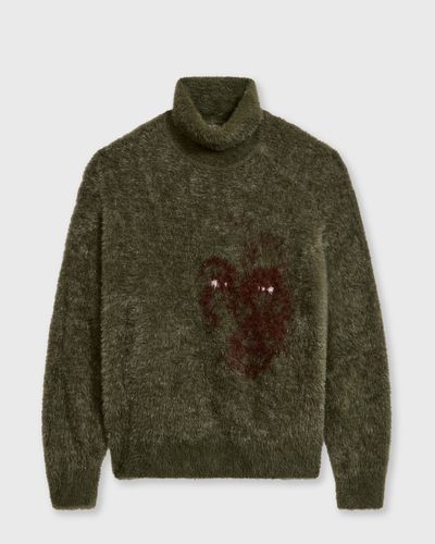 KidSuper Studios Fuzzy Knit Hatched Face Turtle Neck, green