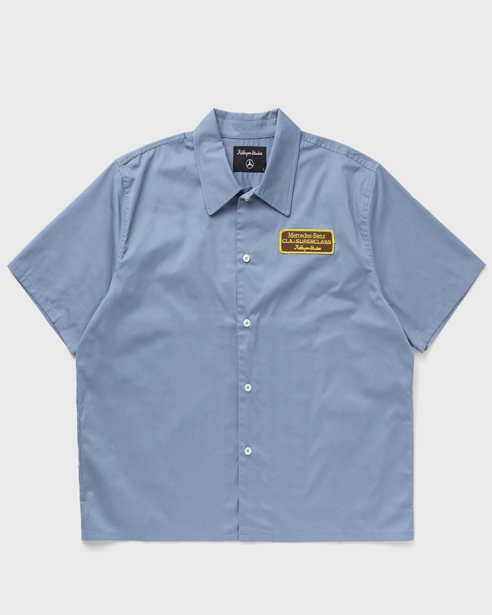 KidSuper Studios X Mercedes Benz Cropped Work Shirt, blue