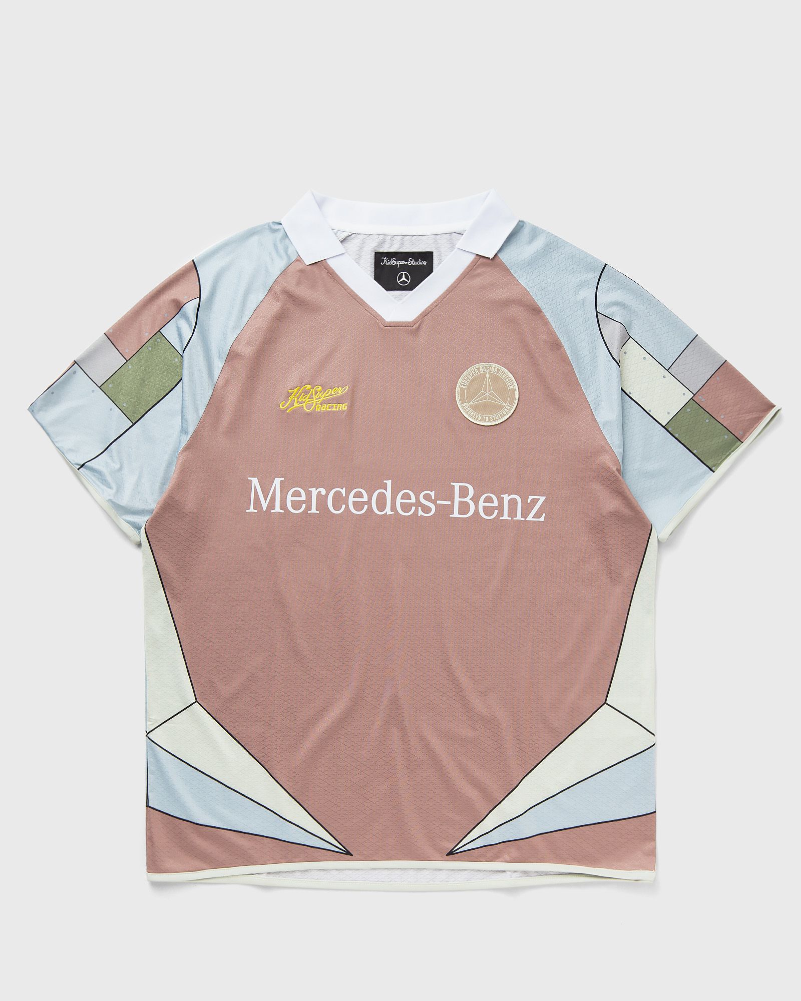 KidSuper Studios X Mercedes Benz Soccer Jersey, blue|brown