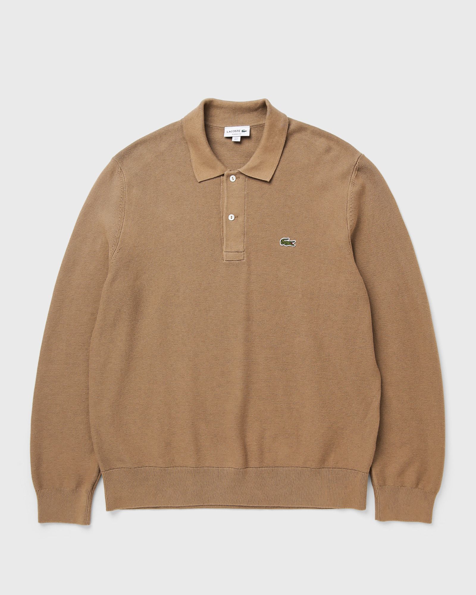 Lacoste Classic Fit Long Sleeved Knitted Polo Shirt, brown
