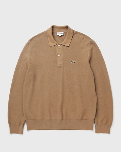 Lacoste Classic Fit Long Sleeved Knitted Polo Shirt, brown