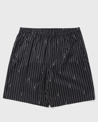 Lacoste Crocodile Print Stripe Cotton Shorts, black