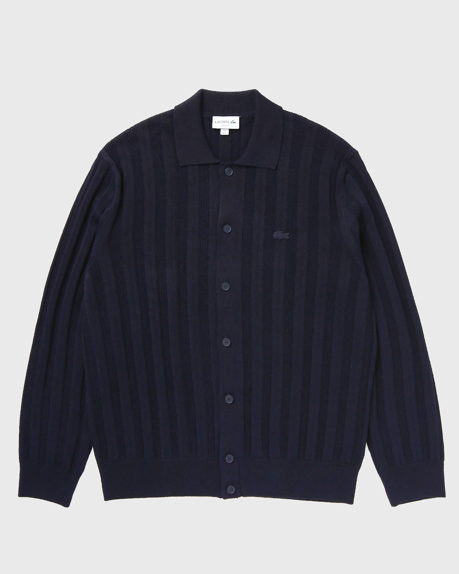 Lacoste Fluid Ribbed Polo Collar Cardigan, blue