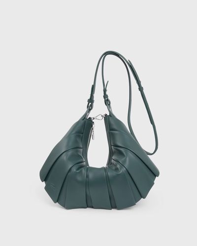 Lacoste Medium Lenglen Leather Hobo Bag, green