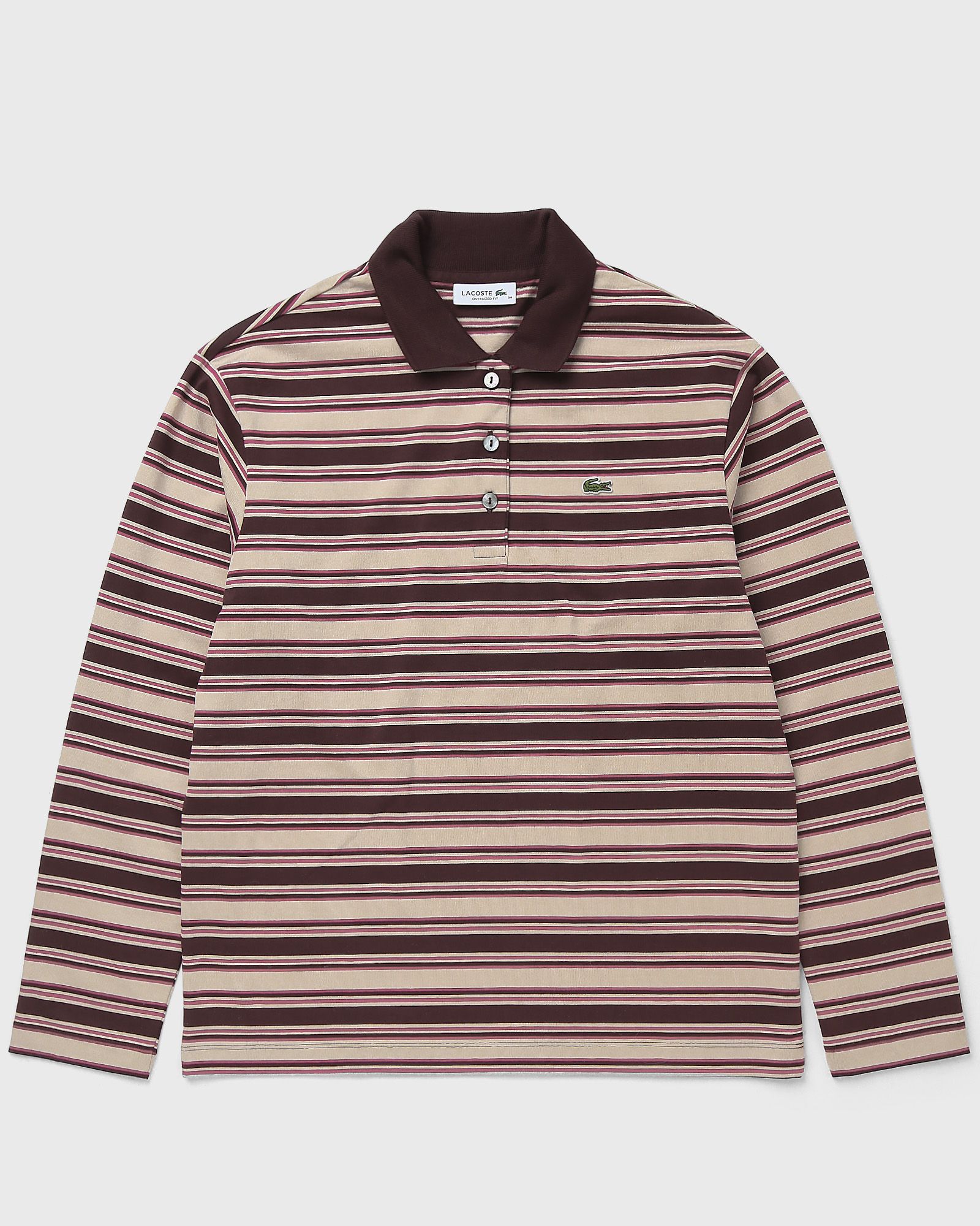 Lacoste Oversized Striped Long Sleeved Polo Shirt, multi