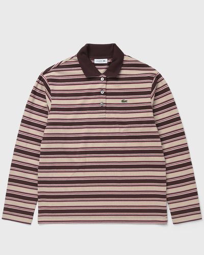 Lacoste Oversized Striped Long Sleeved Polo Shirt, multi